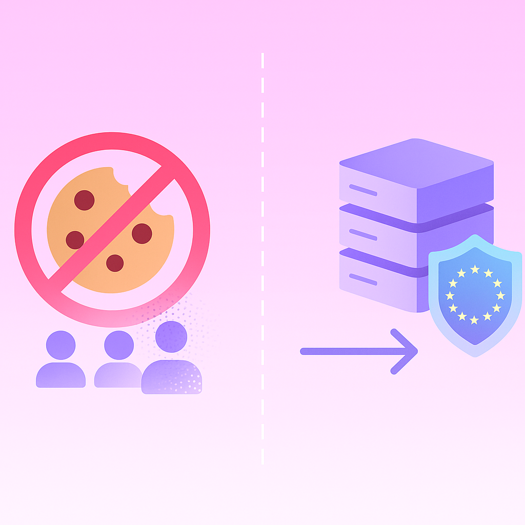 Comparison graphic of blocked cookie tracking versus GDPR-friendly cookieless, first-party data approach