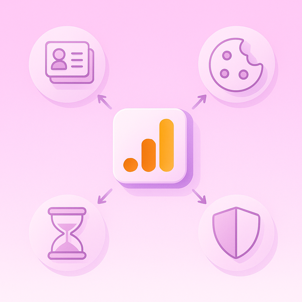 Diagram showing GA4 core blocked by four surrounding barriers to company-level data