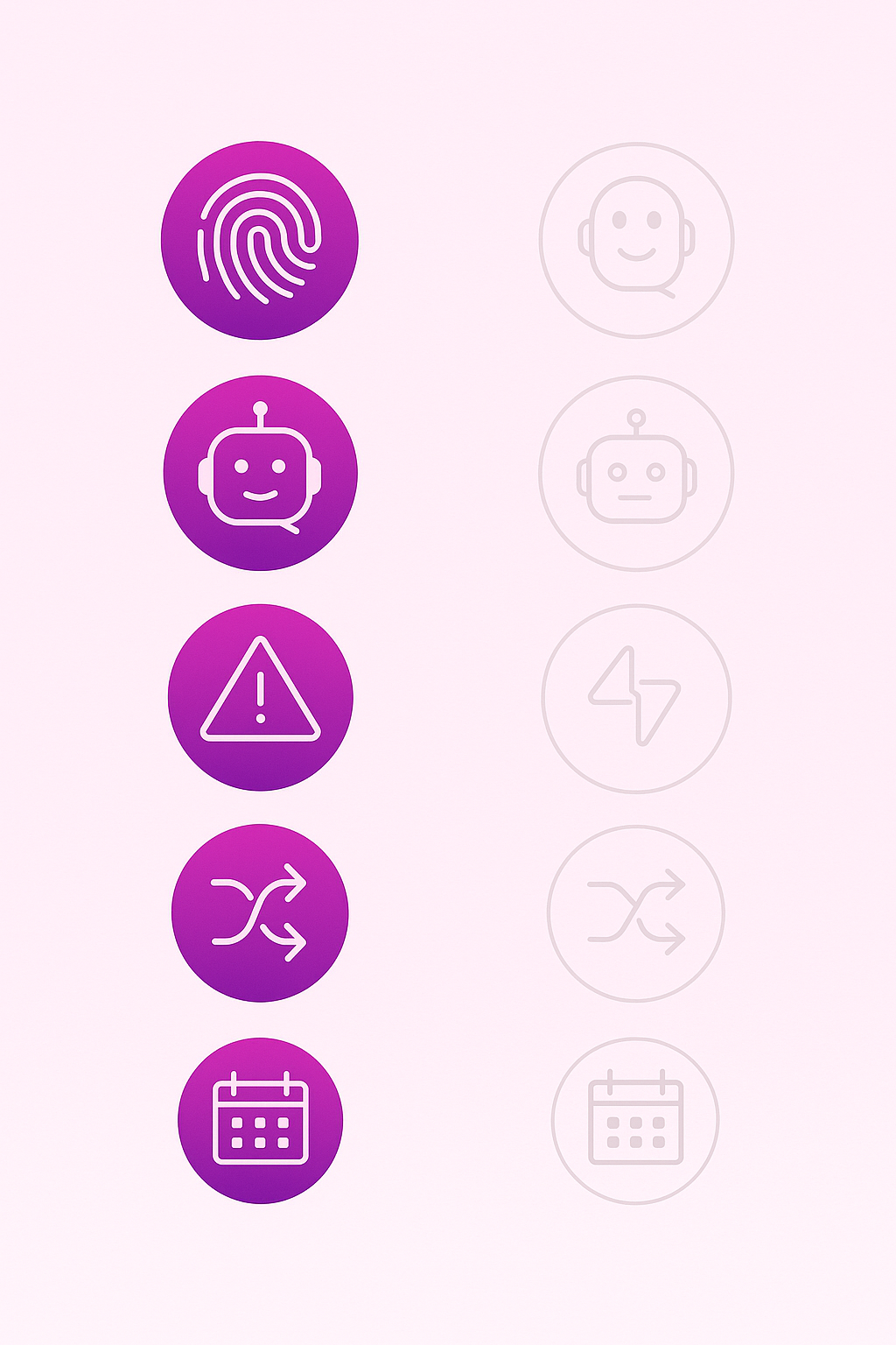 Vector comparison showing Warmly column full of capability icons and Calendly column with several icons faded out