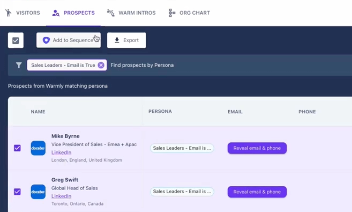 Prospecting with Warmly