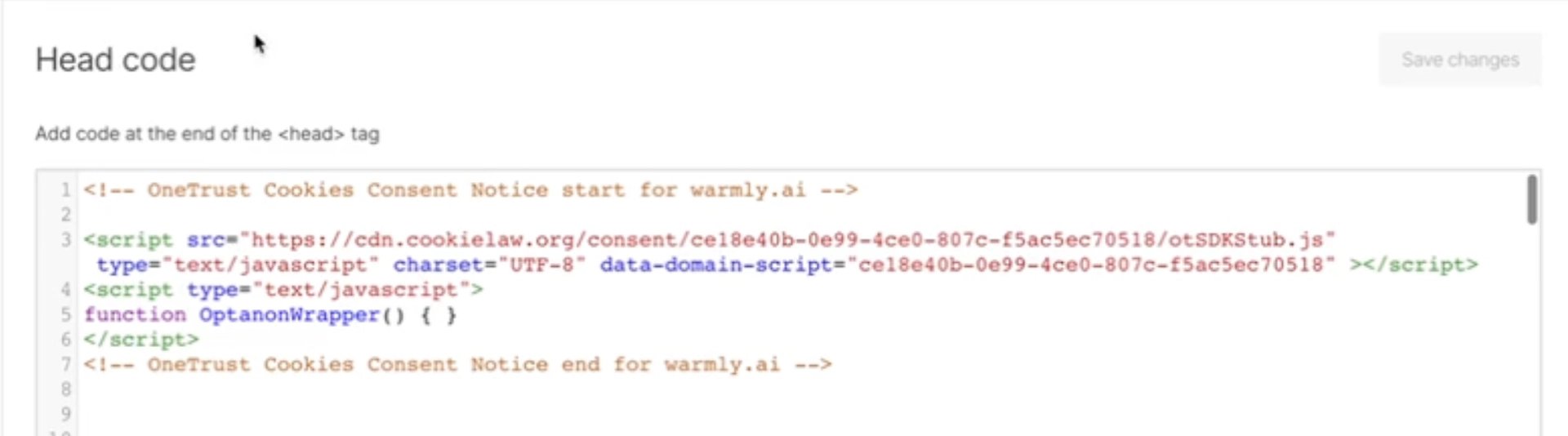 Add Warmly script tag to website
