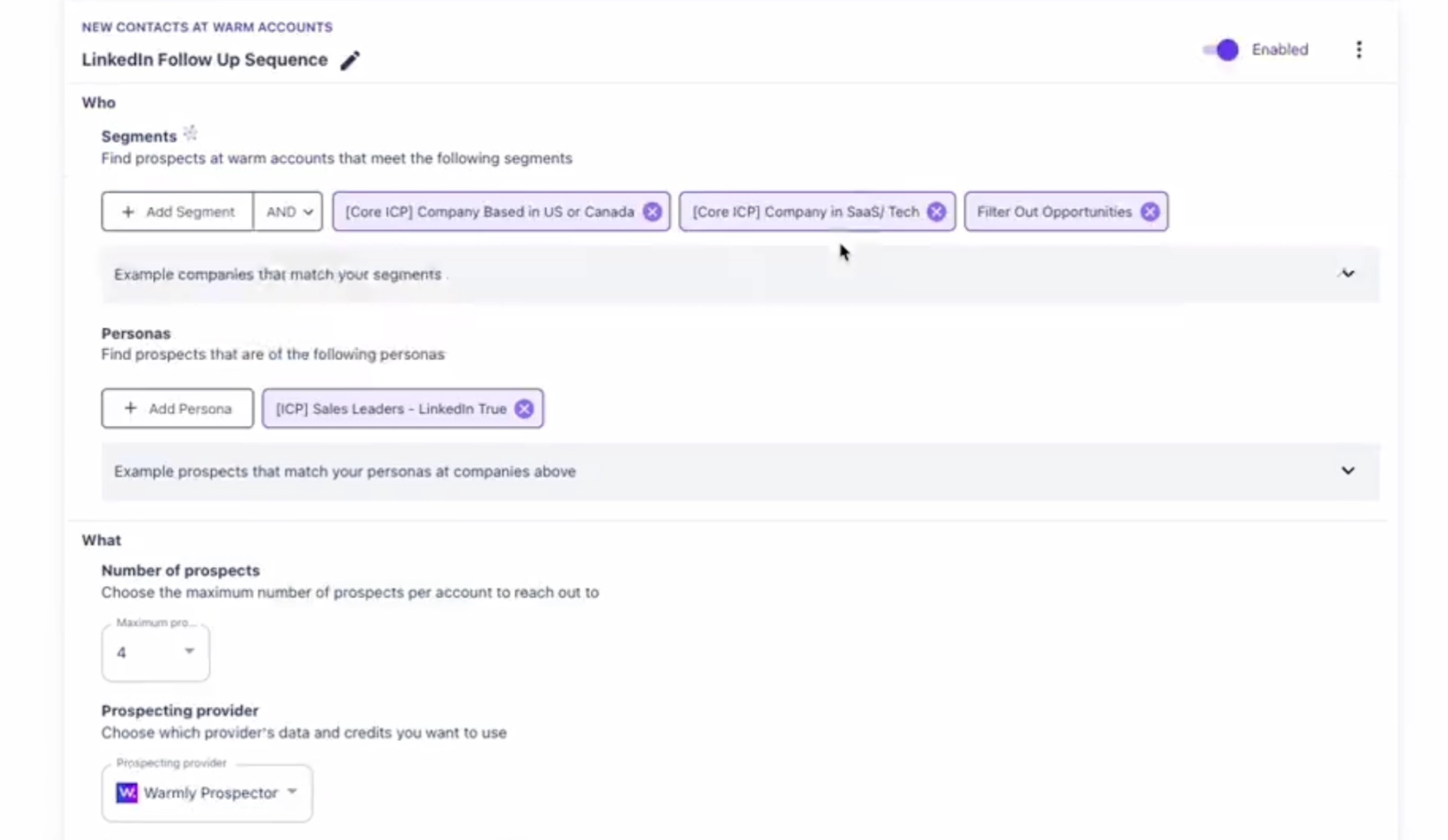 Warmly AI prospector linkedin