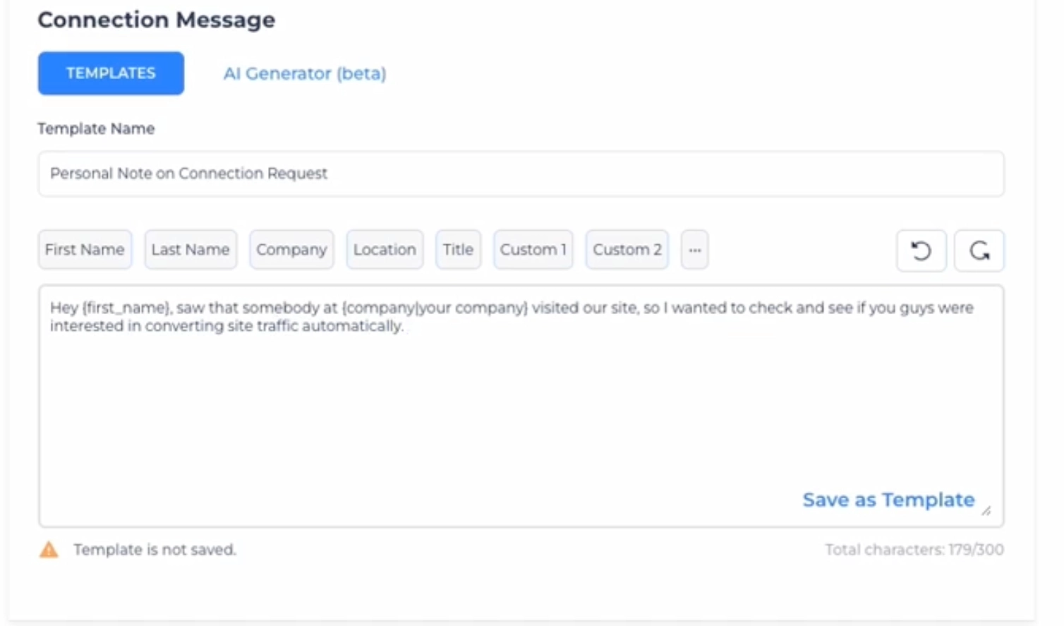 Connection Message Salesflow