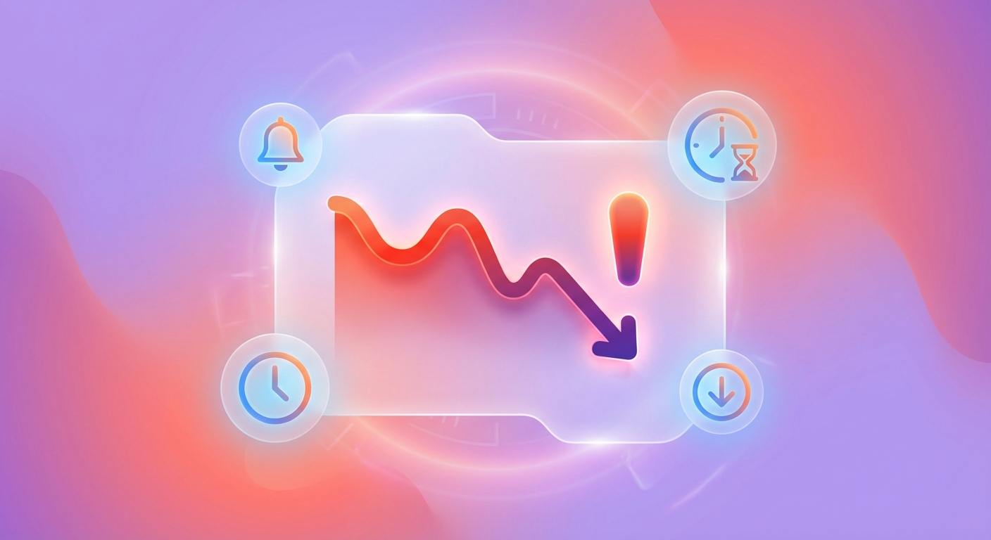 Sales warning dashboard showing declining engagement signals and deal risk alerts
