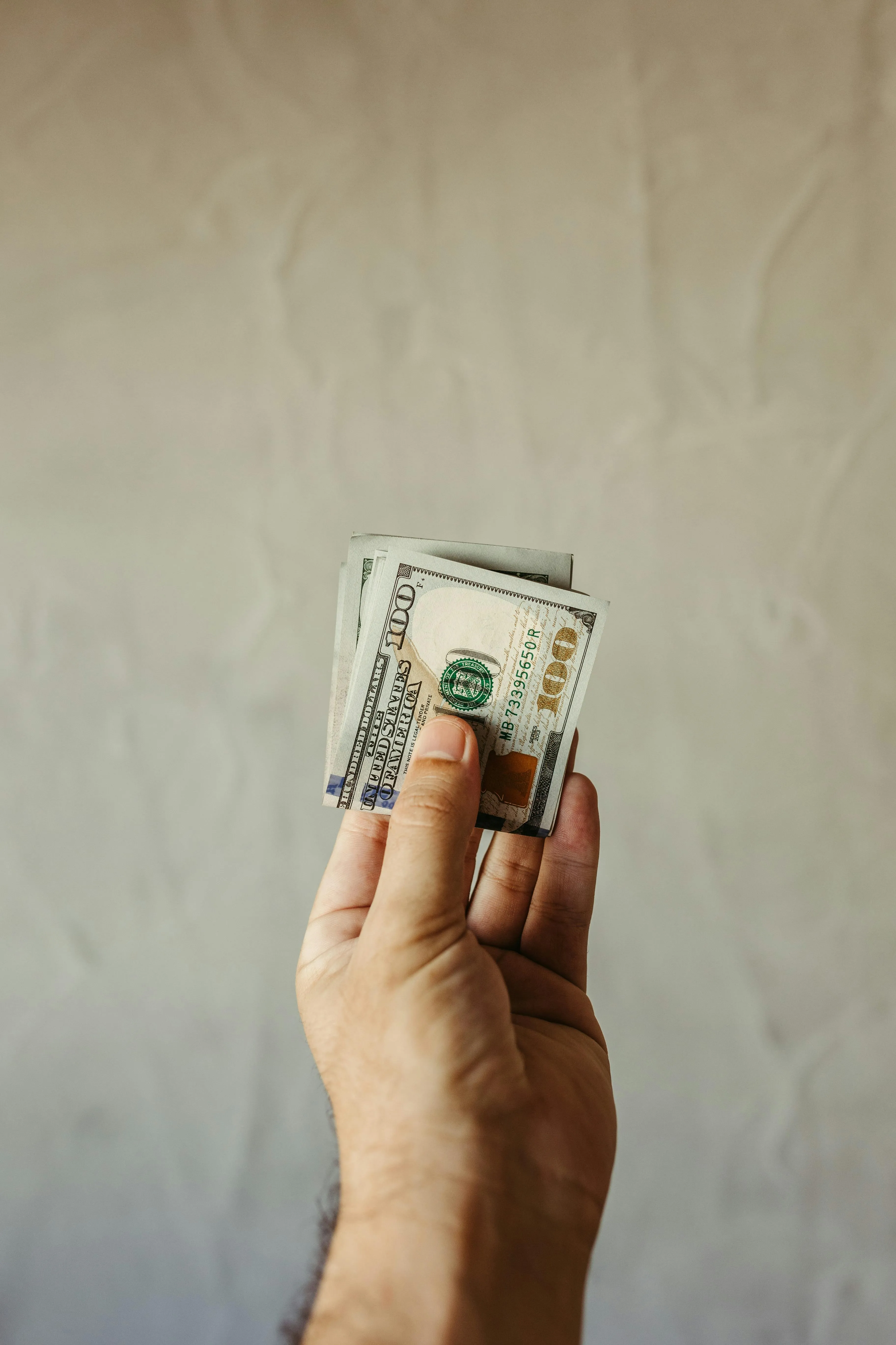 Hand holding a dollar