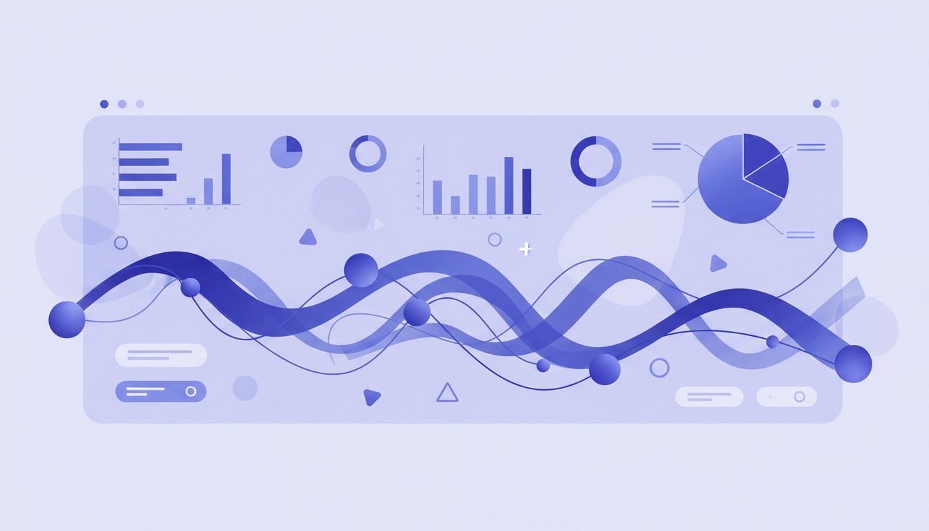 Data analytics visualization showing RFID transaction system insights and metrics