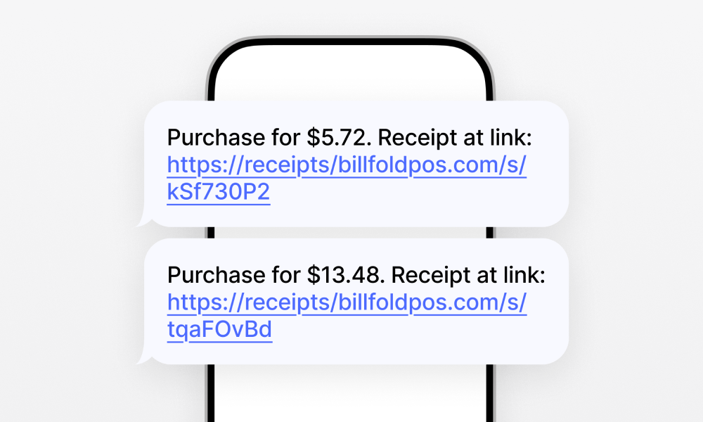 SMS receipt messages sent after POS card payments