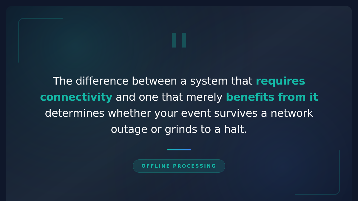 Pull quote about offline processing being essential for preventing RFID payment problems at events