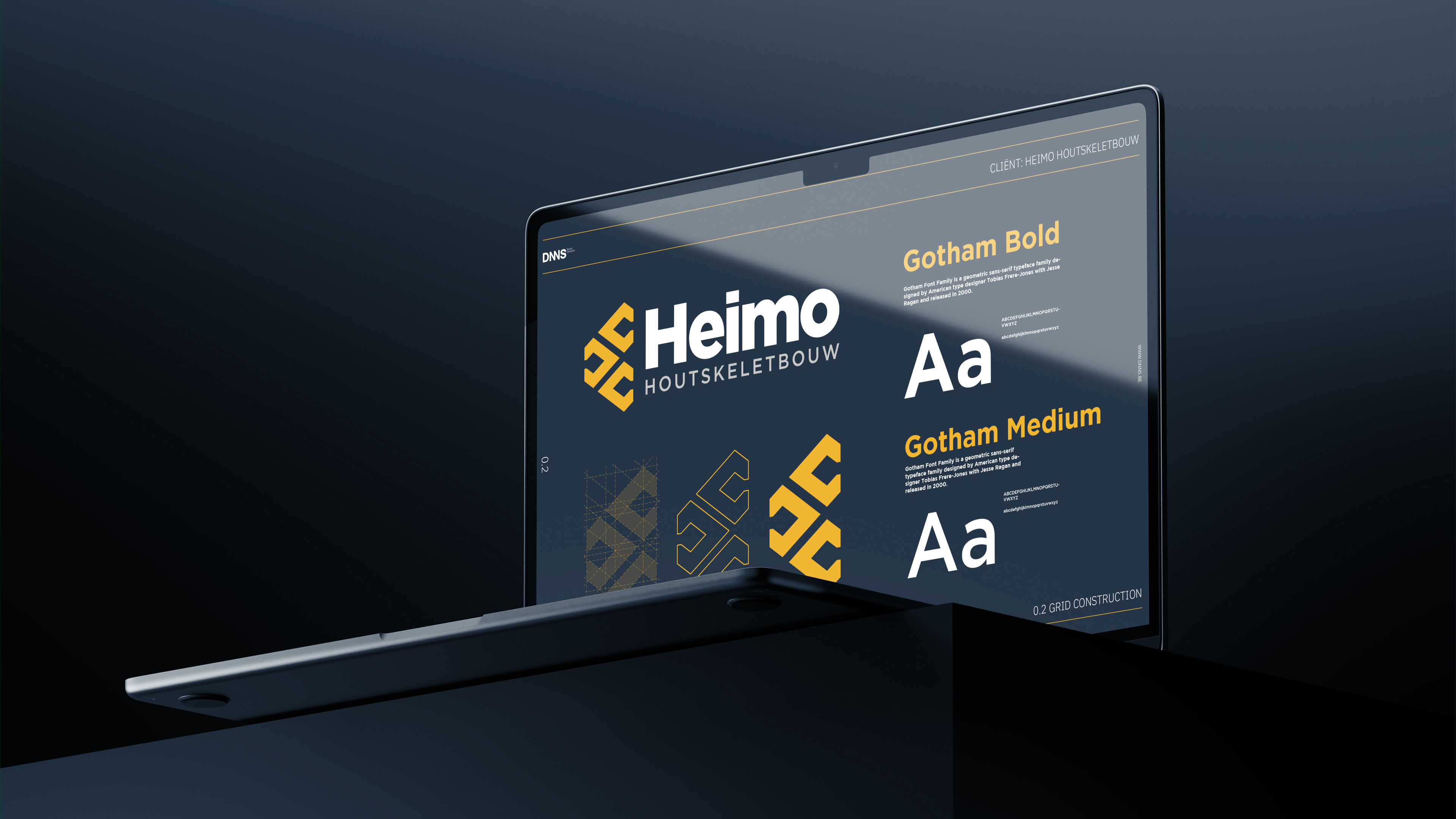 Heimo logo design houtconstructie timbered brand identity B2B Limburg — DNNS