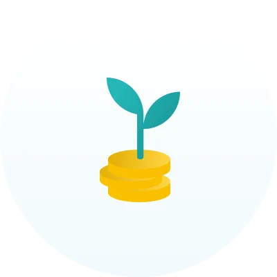 An illustration of a sprout growing out of a small stack of cons