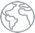 A small illustrated icon of the Earth in grey.