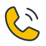 Yellow icon of a phone ringing