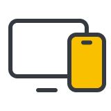 Mobile phone illustration with yellow tick bullet points