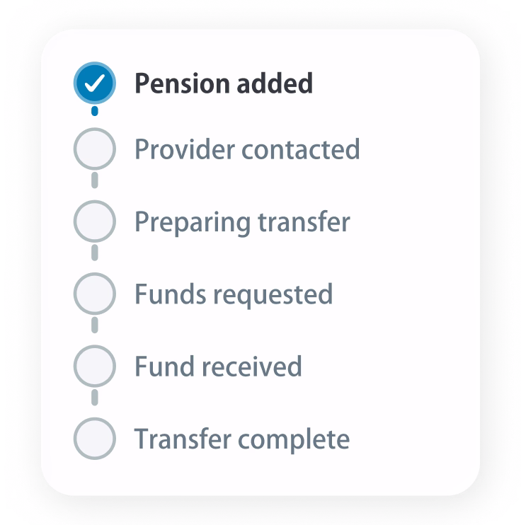 UI indicating pension transfers