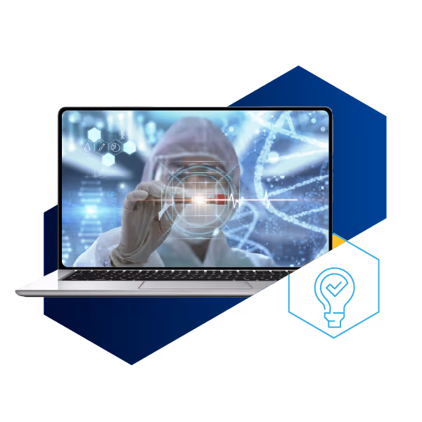 Laptop displaying facial recognition technology with AI biometric scanning interface and security verification