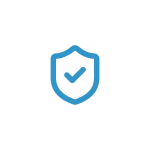 Blue shield icon with a checkmark inside representing security or protection.