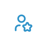 Blue icon of a person with a star to the right, symbolizing a user or favorite.