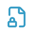 Blue icon of a document with a padlock symbol on a white background.