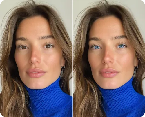 Use the eye color changer for your pictures 