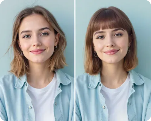 Try on different looks with the virtual AI bangs filter