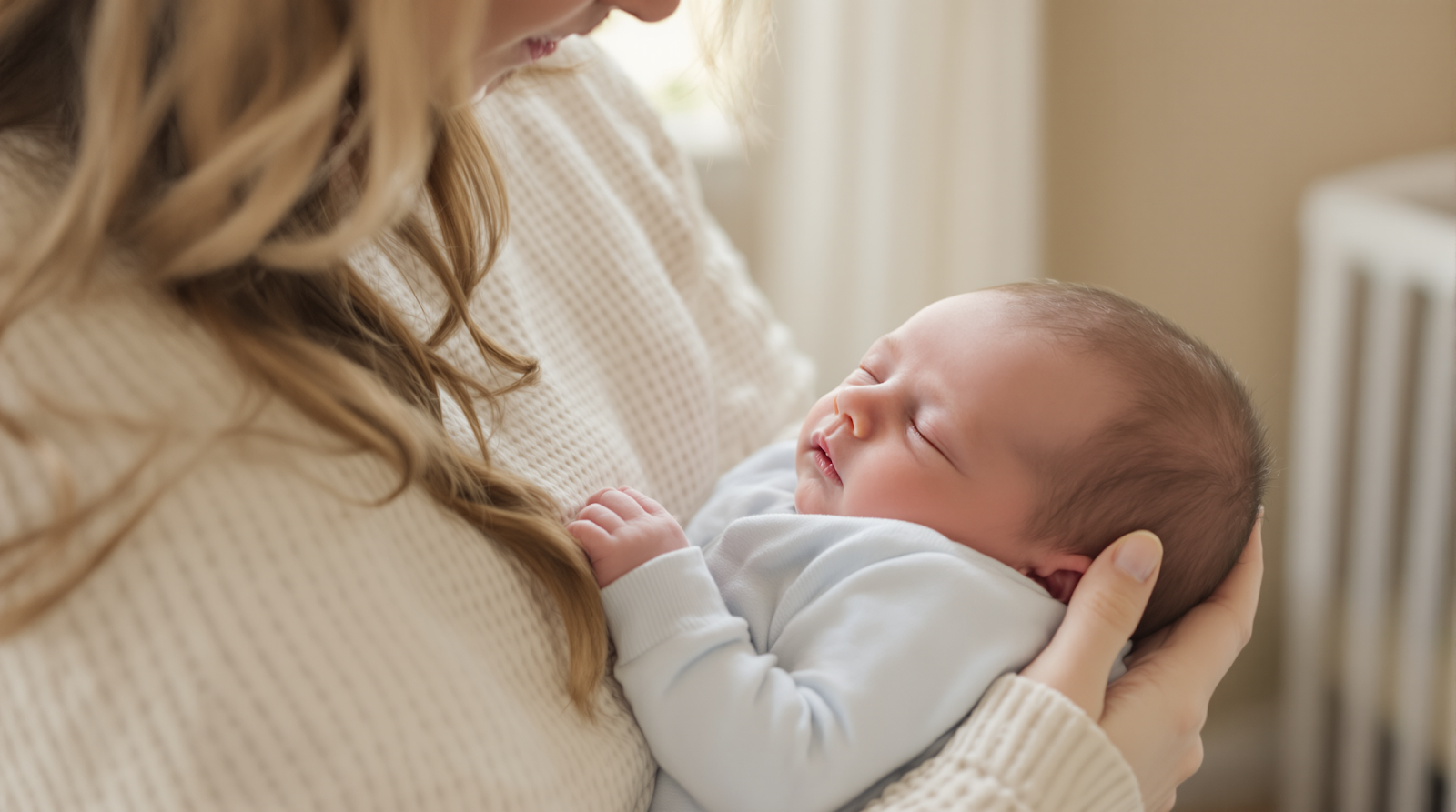 sleeping newborn wrapped in soft blanket