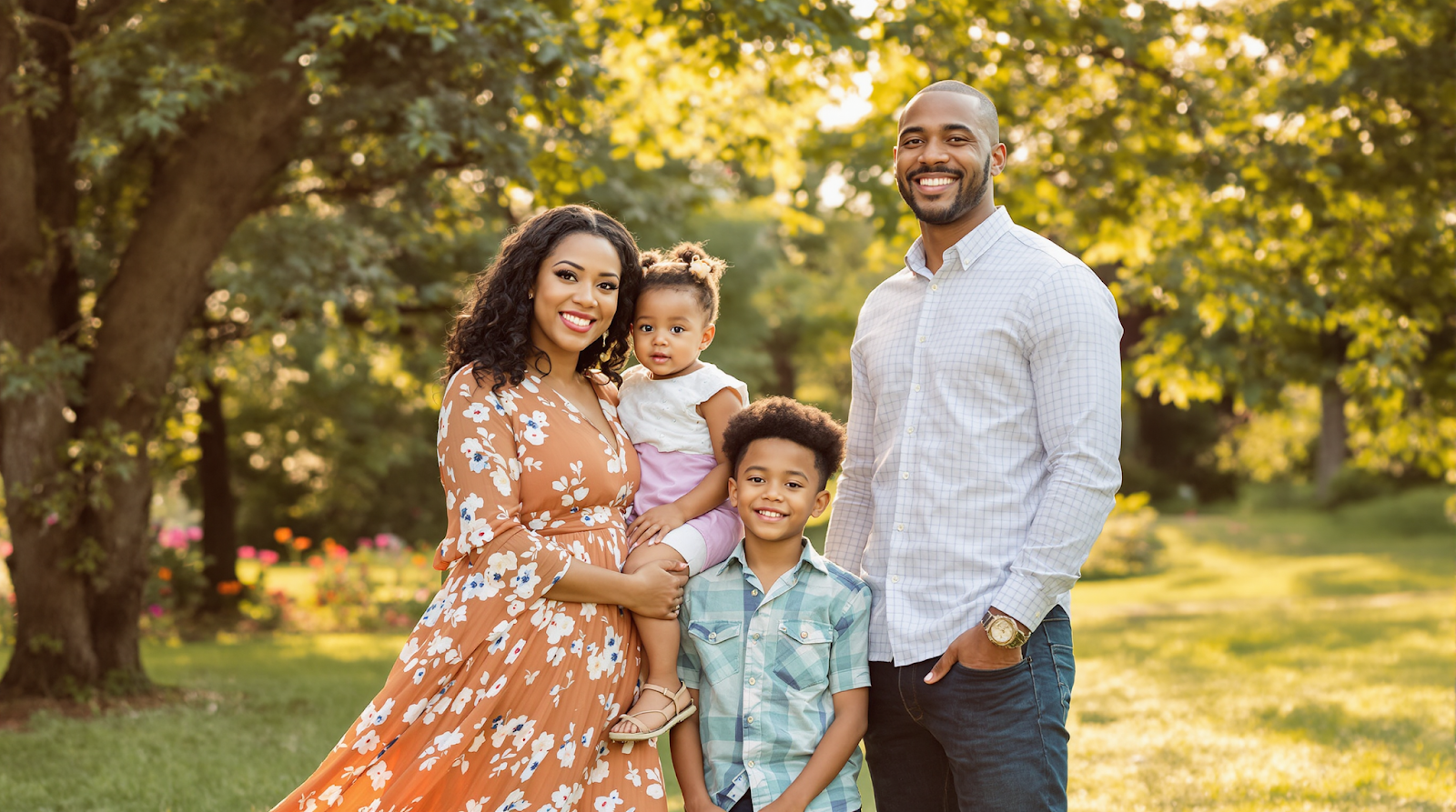 Futuristic interface showing AI-assisted family photo editing