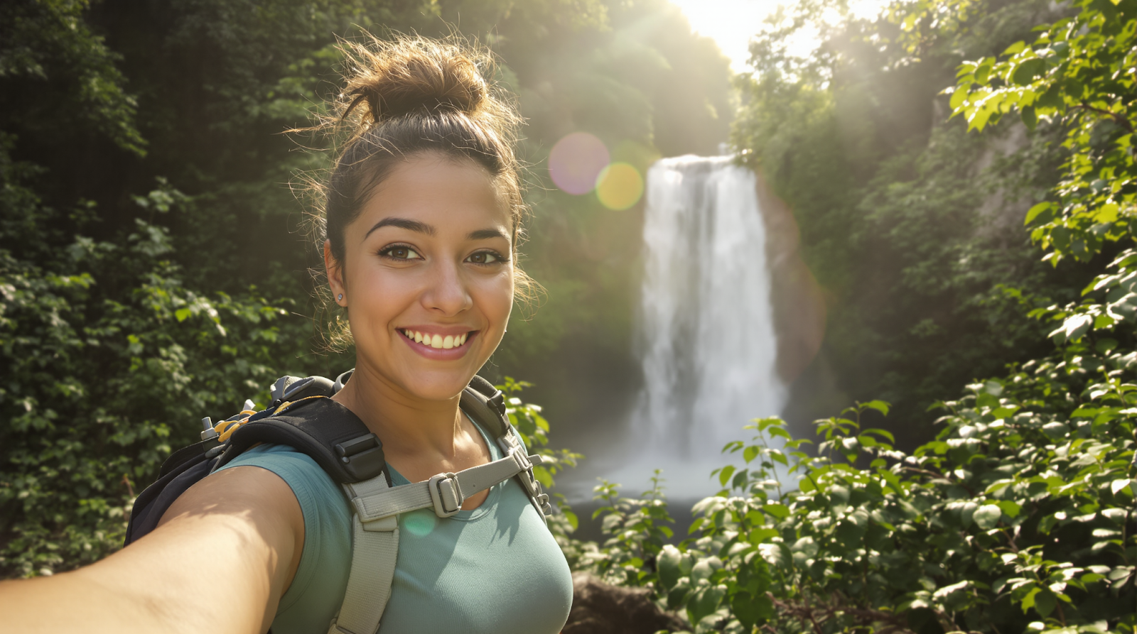 Person editing an outdoor photo on an iPhone using Facetune