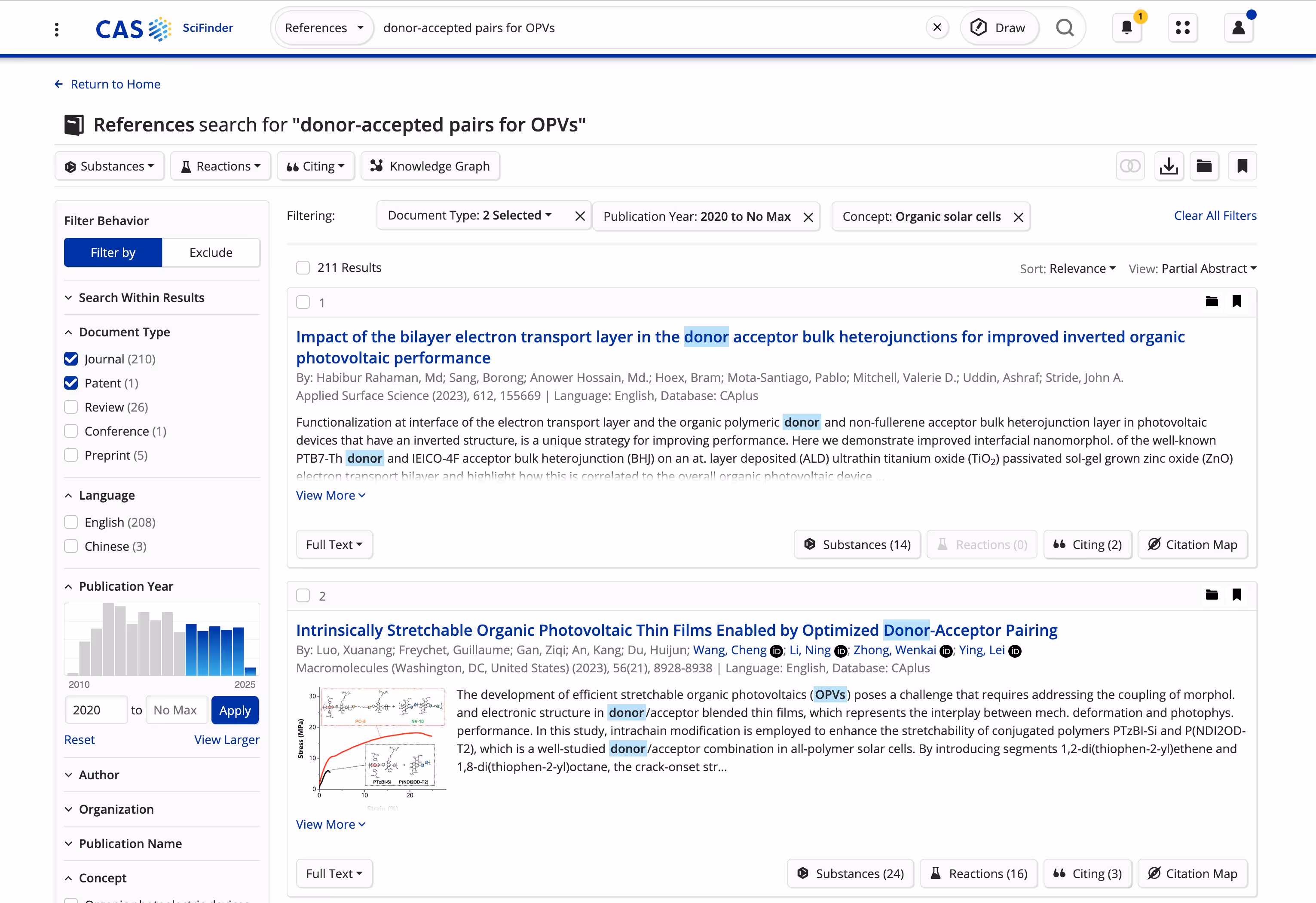 OPV donor-receptor pairs