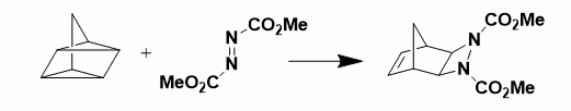 Figure 1: Cycloaddition reaction of quadricyclane and dimethyl azodicarboxylate. Source: Sharpless et. al.