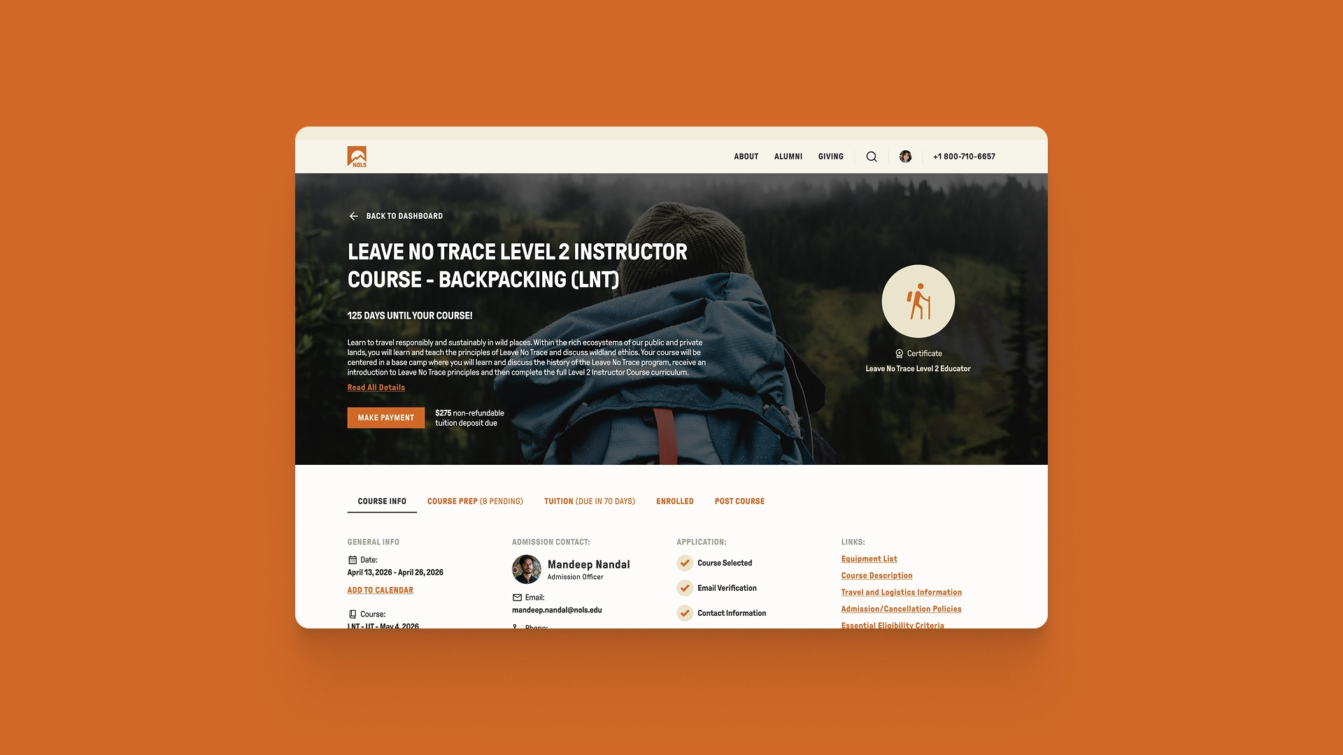A student portal and admissions interface focused on streamlined usability, improved navigation, and a unified course experience.