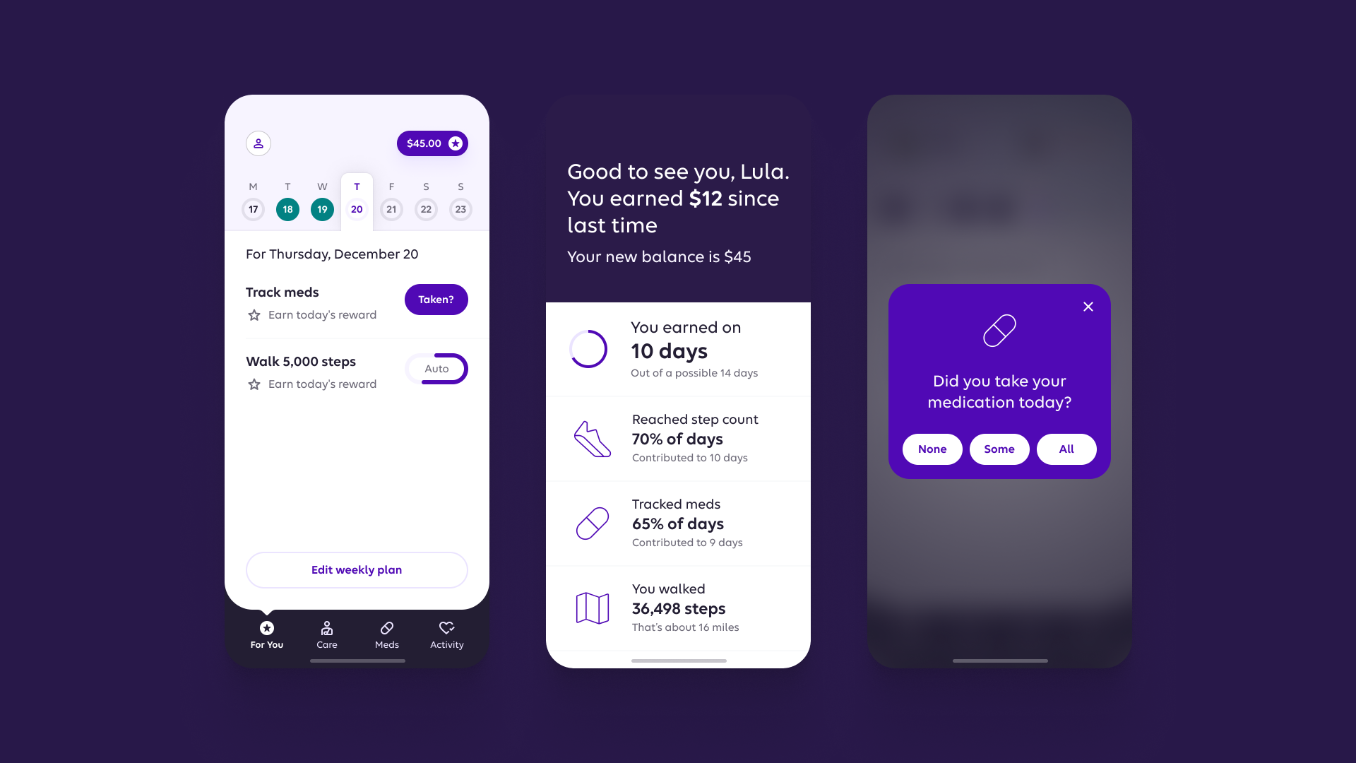 Our client asked us to design a healthcare experience that rewards users every step of the way.