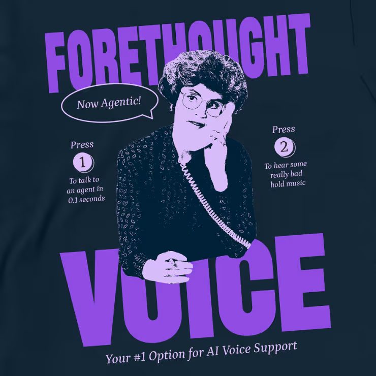 A t-shirt graphic of a woman holding a rotary phone.