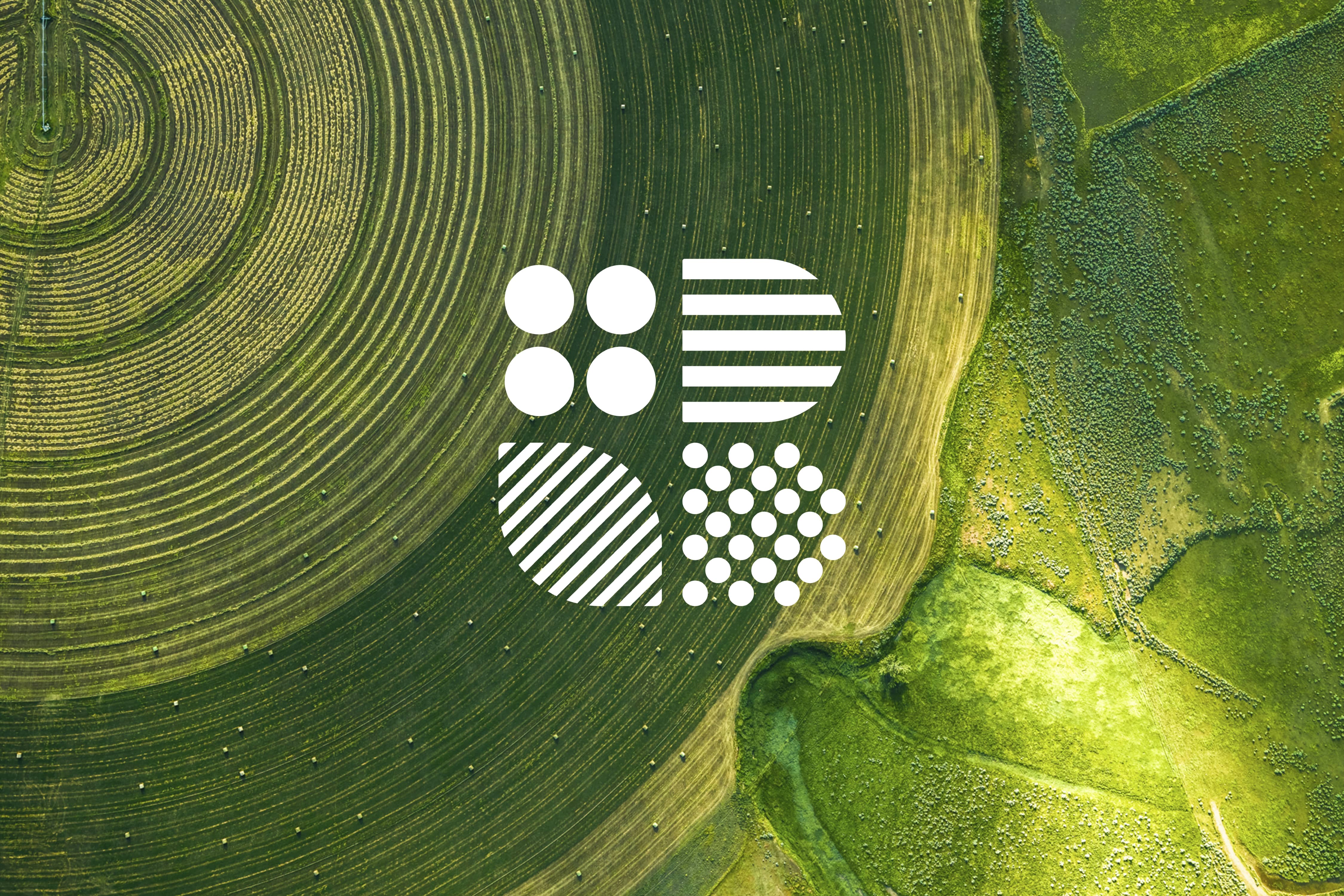 Green field, agriculture, with the icon of BioFirst Group shown.