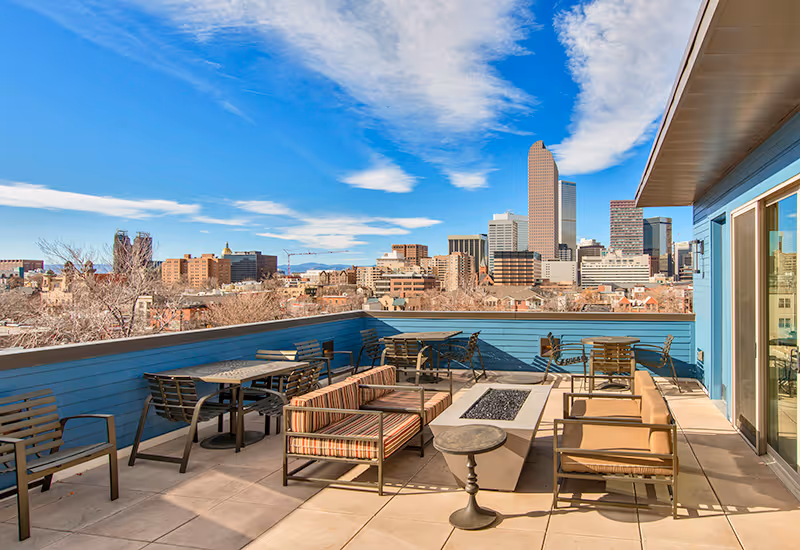 downtown city views roof top deck