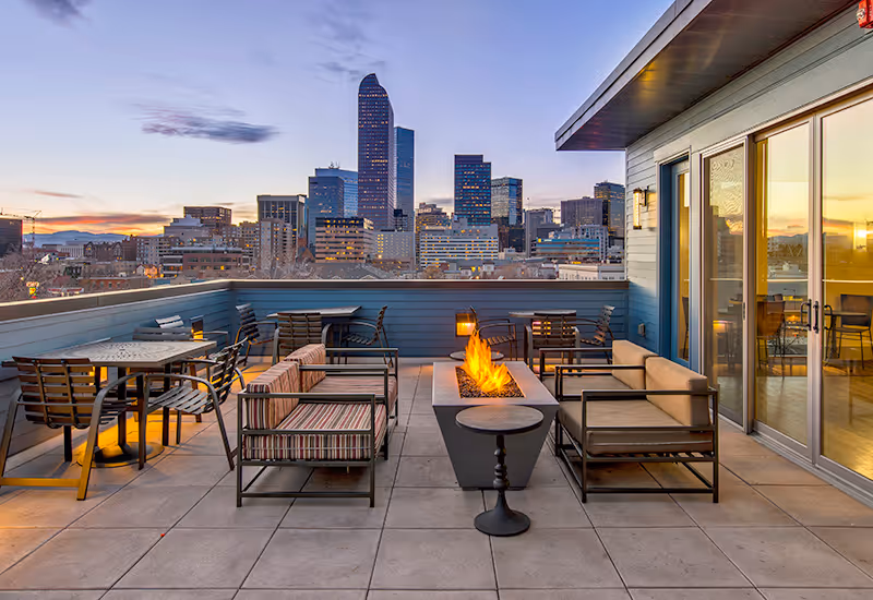 outdoor firepit on deck