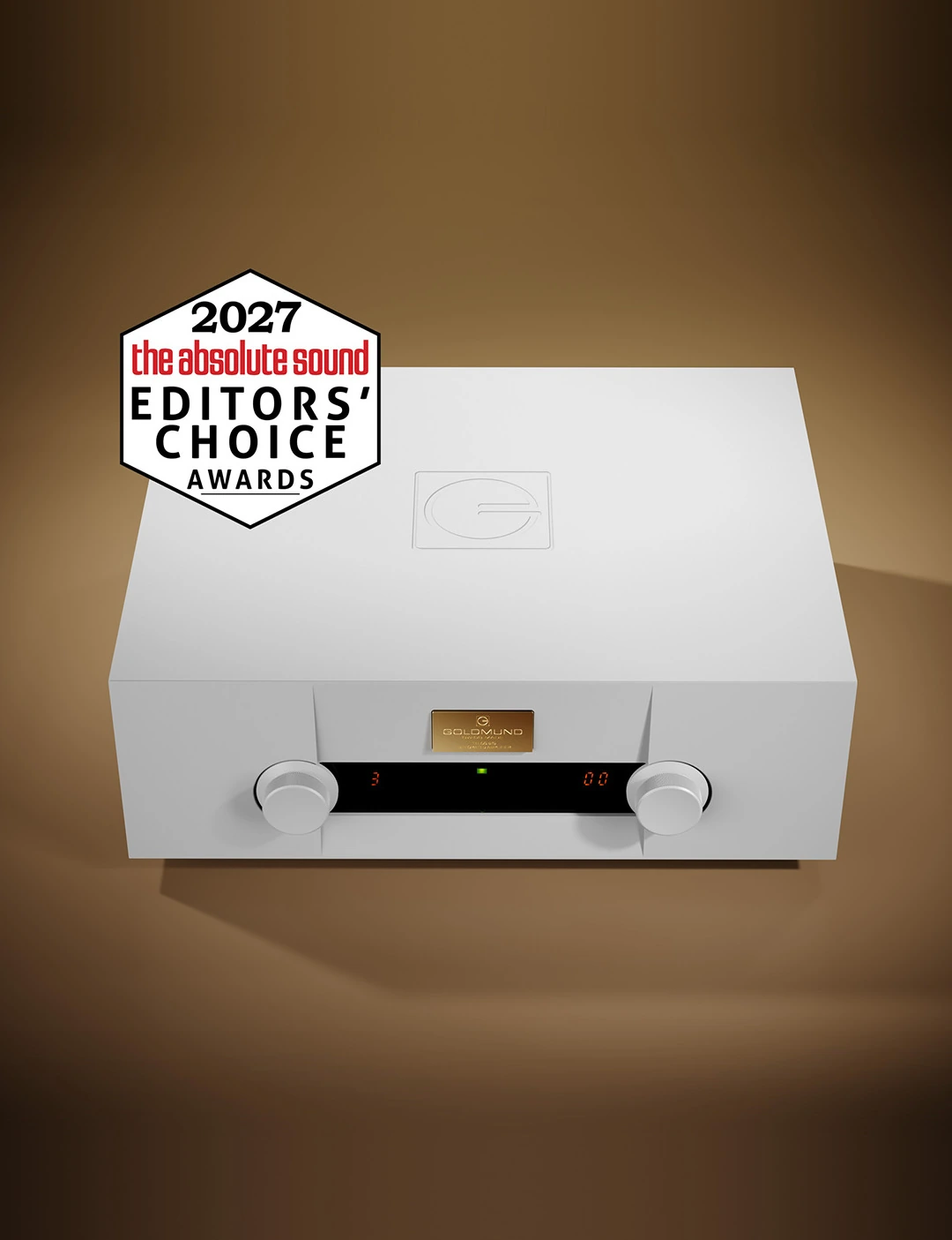 Goldmund Telos 670 integrated amplifier with The Absolute Sound 2027 Editors' Choice badge