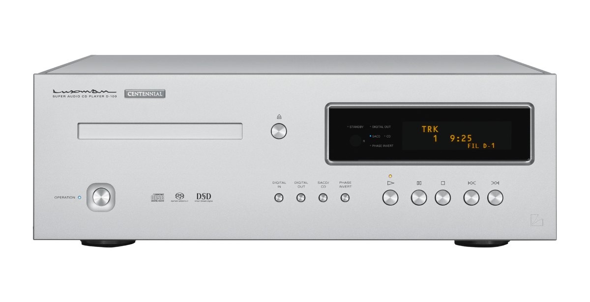 Front panel of the Luxman D-100 Centennial SACD player