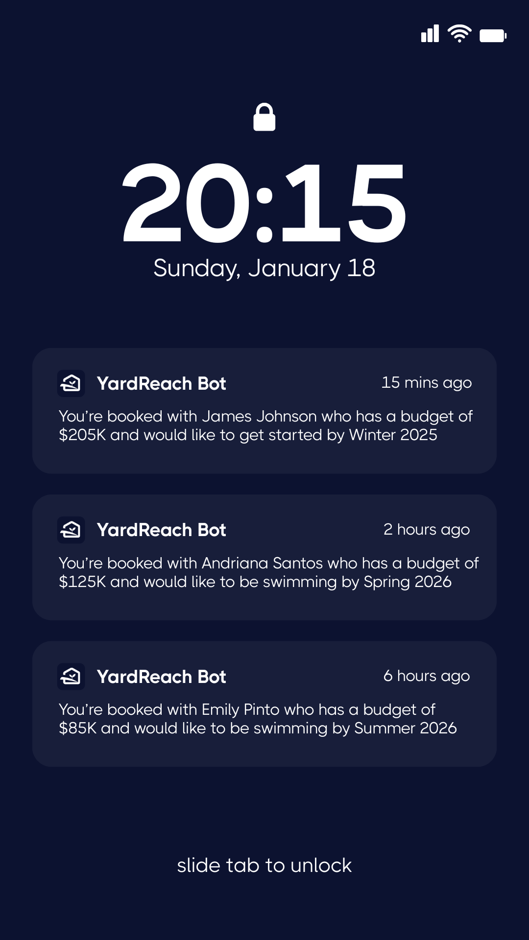 YardReach Lead Notification