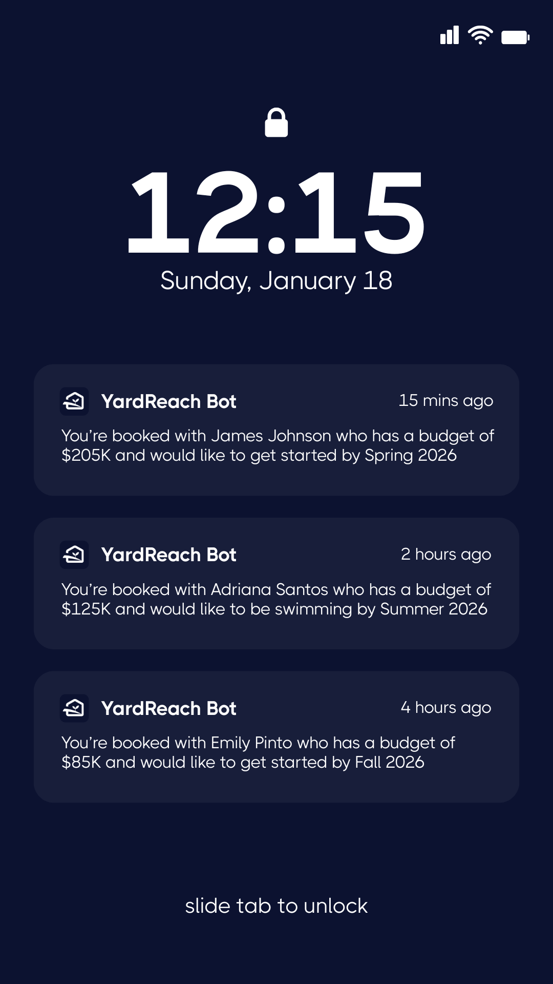 YardReach Lead Notification