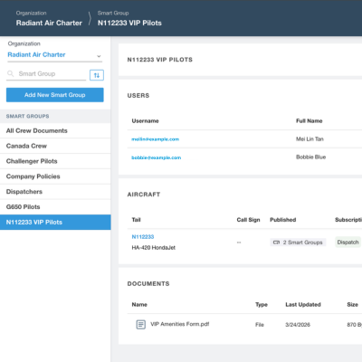 Aircraft Privacy Smart Groups