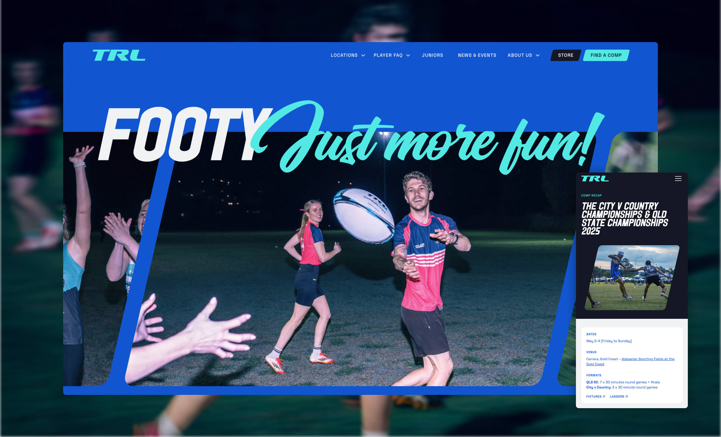 trl sports responsive website by creature