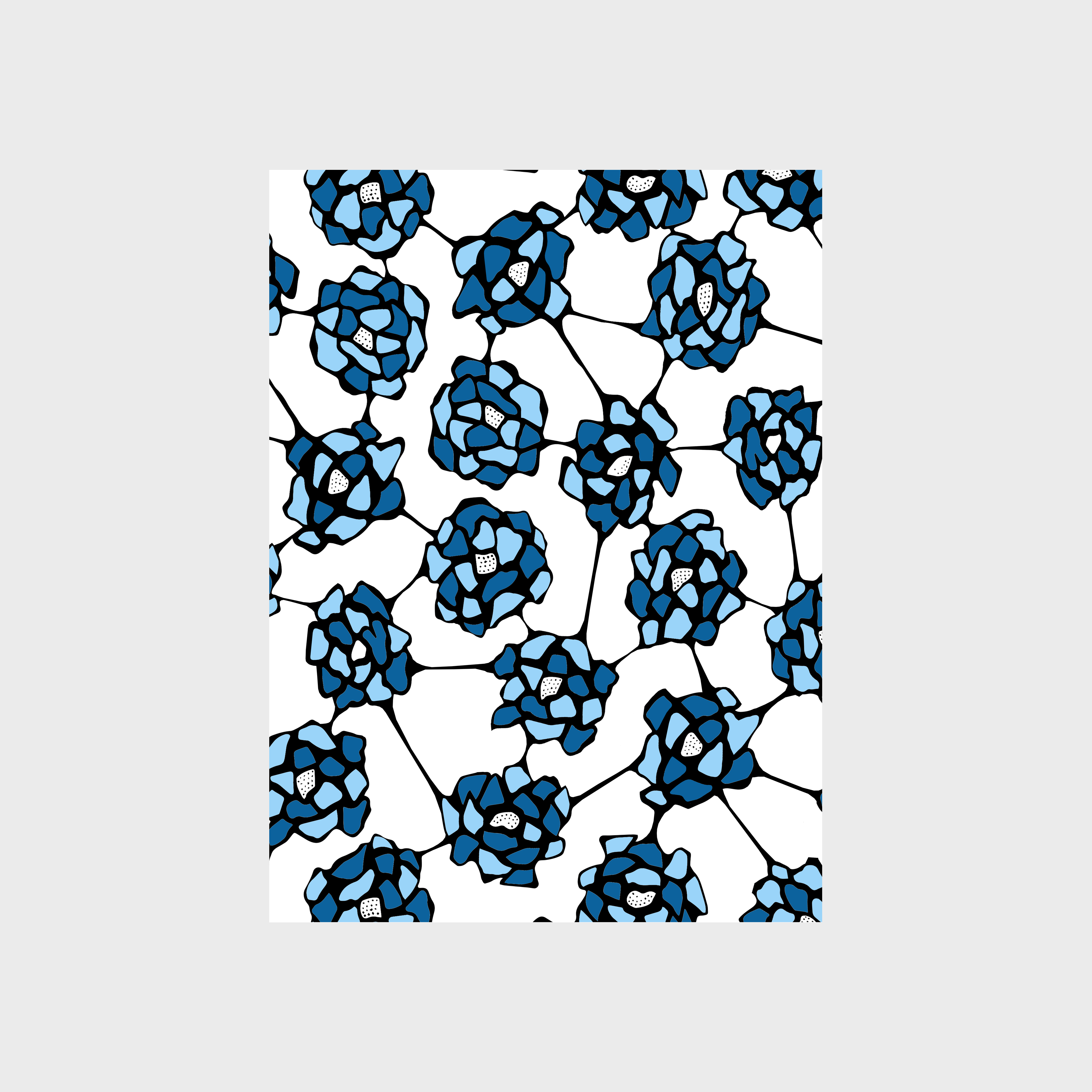 A square pillow with light blue and white stripes.