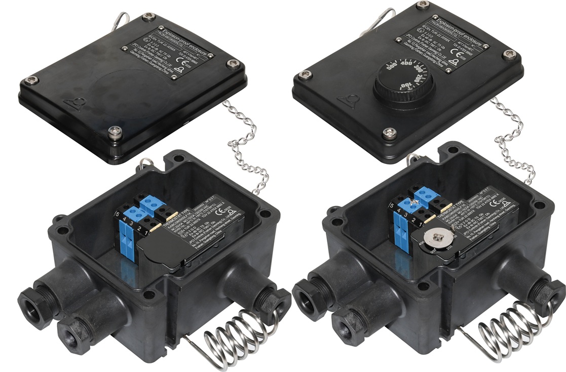 Typen Y9C3 / Y9E3 - ATEX-Anschlusskästen mit ATEX-Raumthermostat. Interne oder externe Einstellung