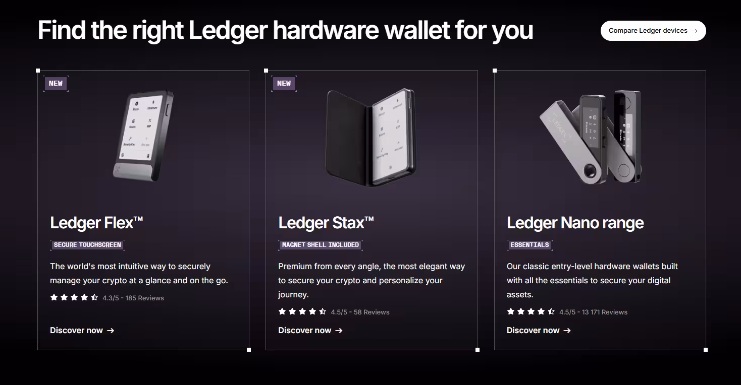 Ledger hardware wallet options
