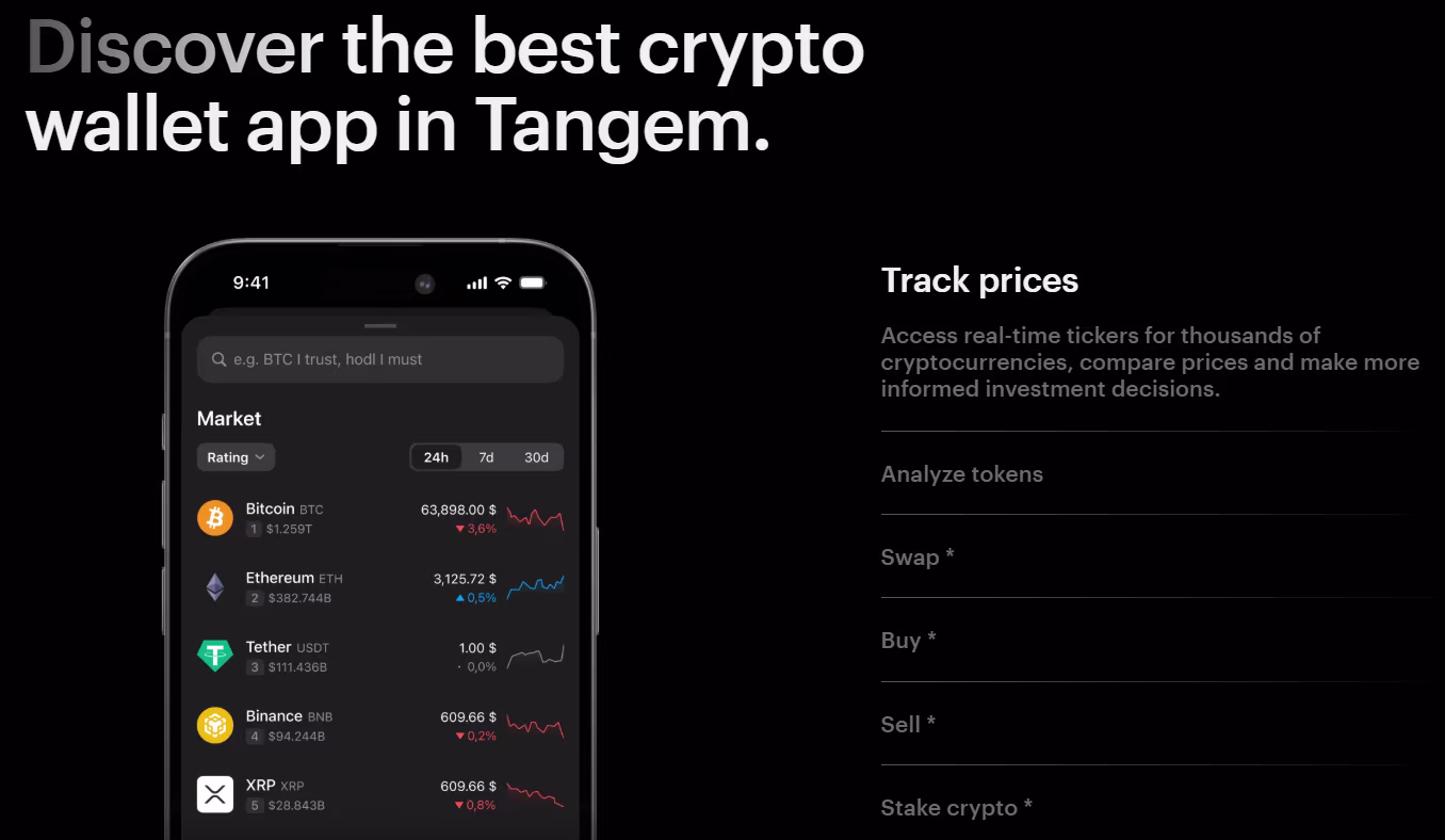 Tangem hardware wallet features