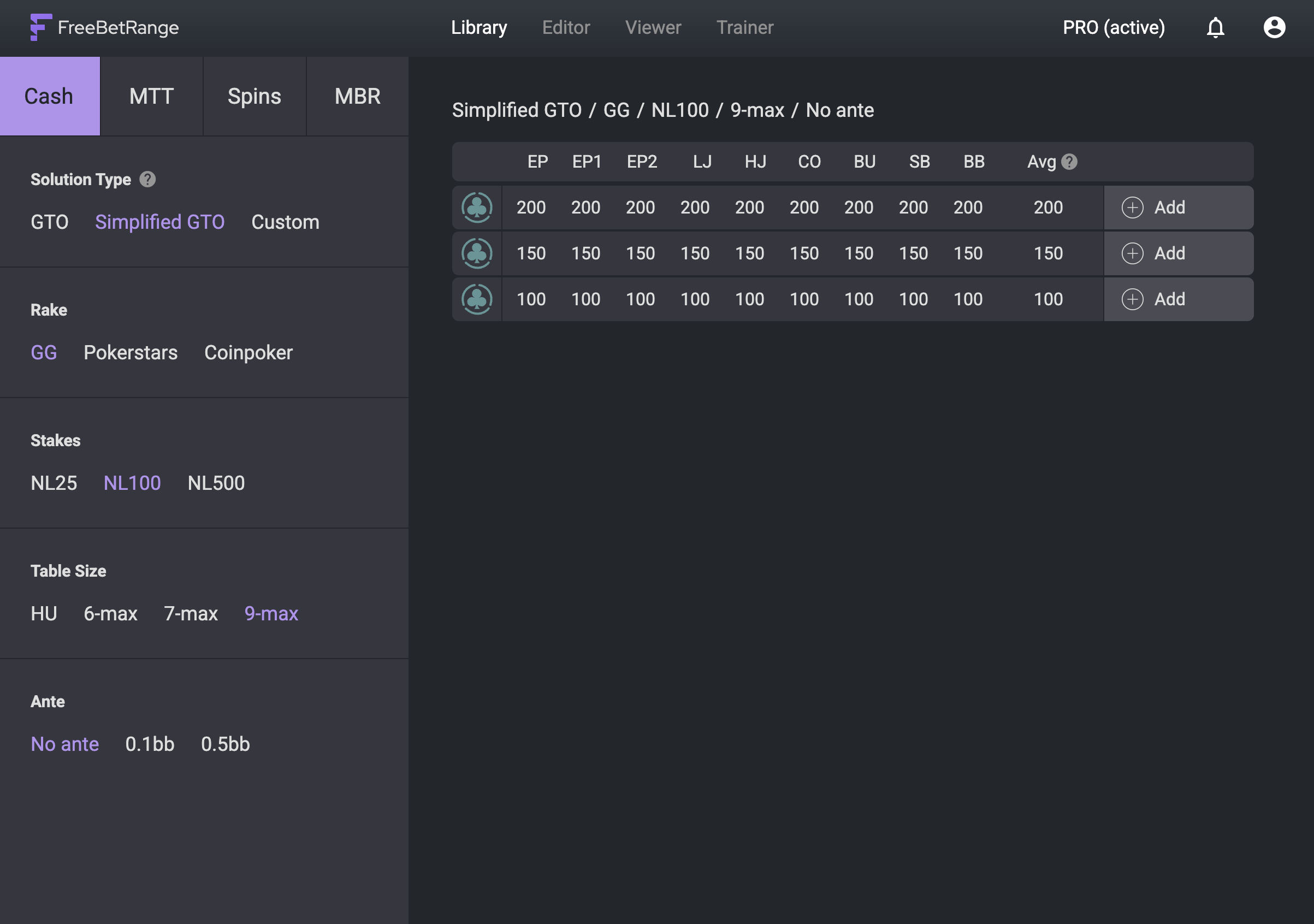 9-max Cash GTO solutions in the Library