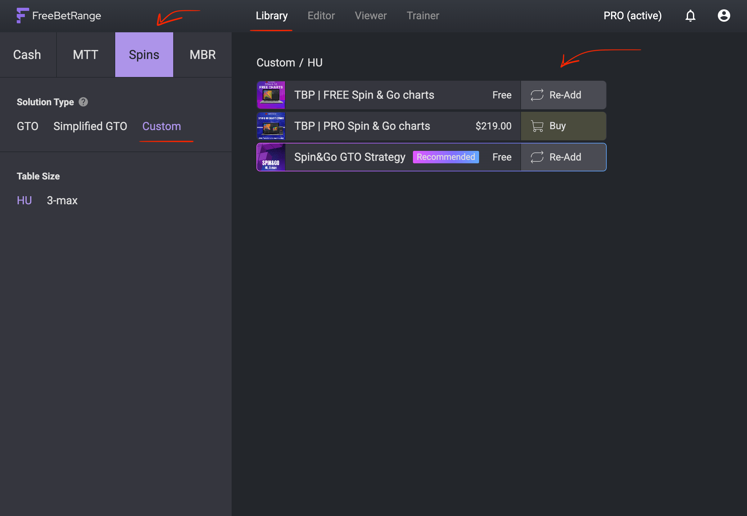 How to add Spin&Go Team Bas Poker ranges in Freebetrange