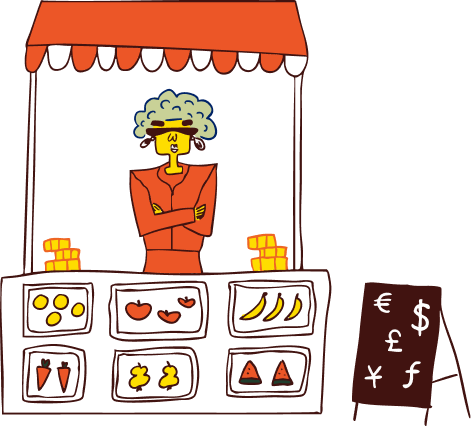 Even Founders Woman on a Market Illustration