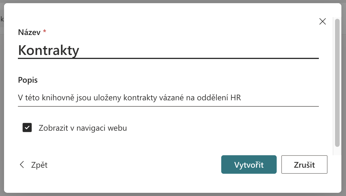 SharePoint: Název knihovny