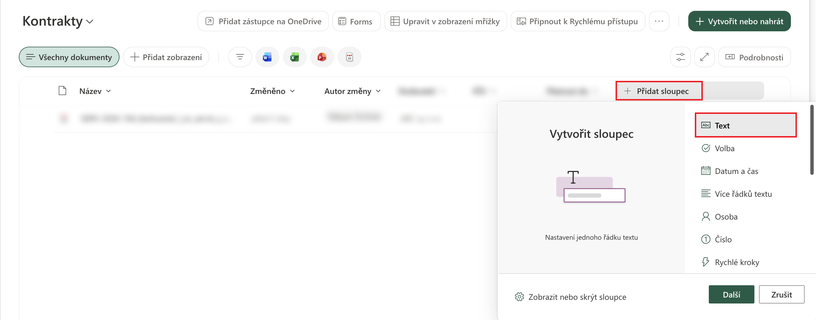 SharePoint: Přidání sloupce dodavatel